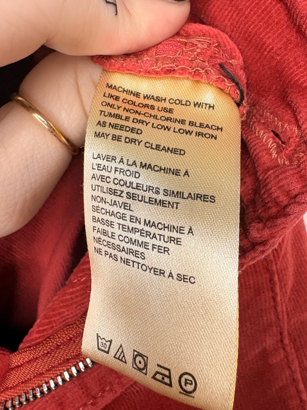Free People We The Free Jayde Cord High Rise Flare Jeans in Red Size 28 - Picture 7 of 16